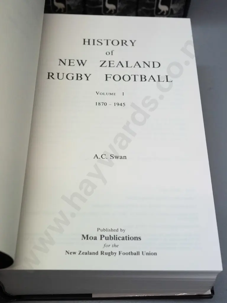 4- volume slip-cased set - The History of New Zealand Rugby Football from 1870 to 1991 - published 1992 by Moa - minor Image 1++
