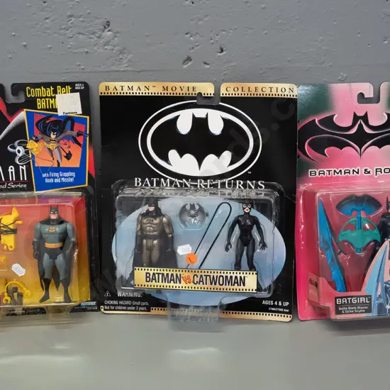 3 Batman series figures - 1997 Kenner Batman VS Catwoman figure set, 1992 Animated Series Batman & 1997 Kenner "Batman
