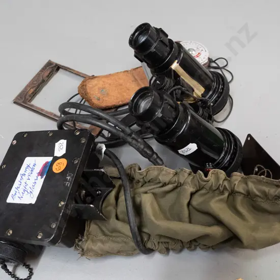 1970s? British Army night vision binoculars with battery casing and storage pouch - binoculars L-140 W-120