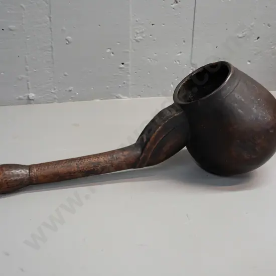 Somali carved wooden camel milk scoop - some hairline cracking around rim L-400