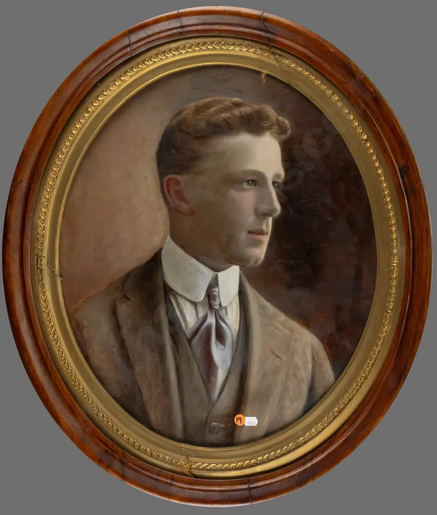 framed hand painted photograph - portrait H460 W400 (damage to frame) Image 1++