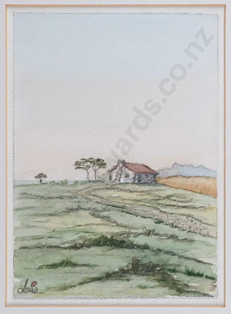 framed watercolour - landscape H170 W120 Image 1++