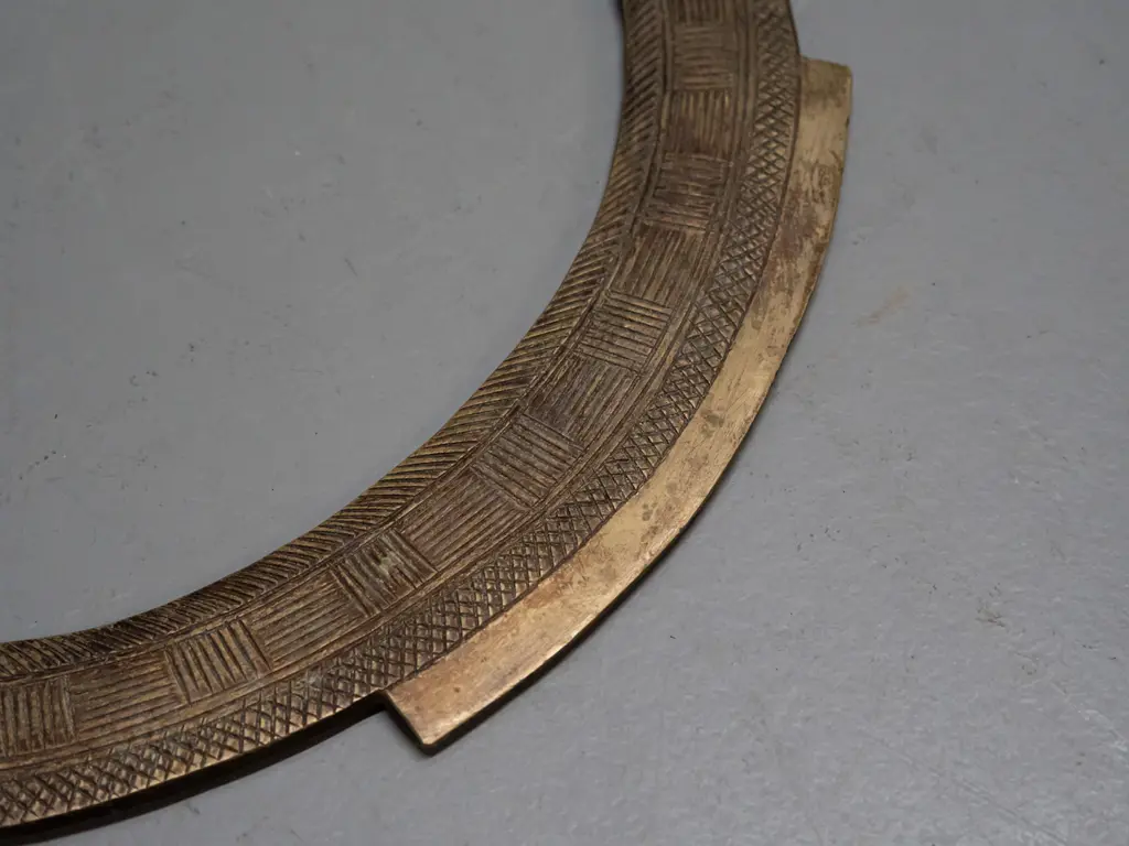 etched heavy brass Teke chief's collar, Democratic Republic of Congo - diameter 280 Image 1++