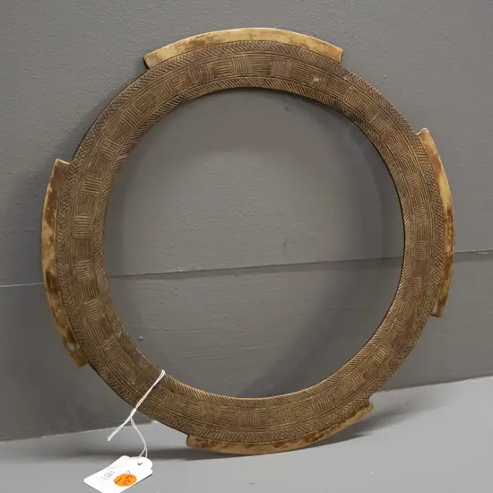 etched heavy brass Teke chief's collar, Democratic Republic of Congo - diameter 280