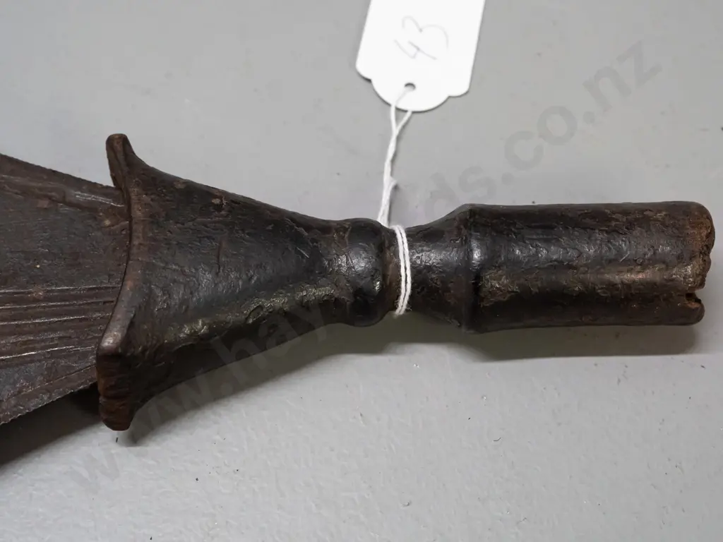 Saka Ngandu ceremonial wide-bladed sword with wooden handle, Democratic Republic of Congo - split to handle, chips and Image 1++