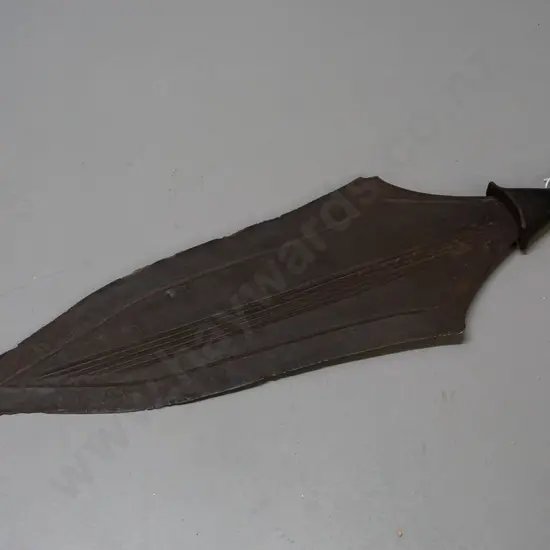 Saka Ngandu ceremonial wide-bladed sword with wooden handle, Democratic Republic of Congo - split to handle, chips and