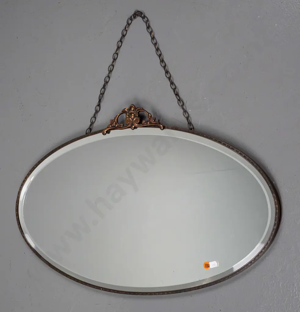 oval beveled edged wall mirror H380 W610 Image 1++