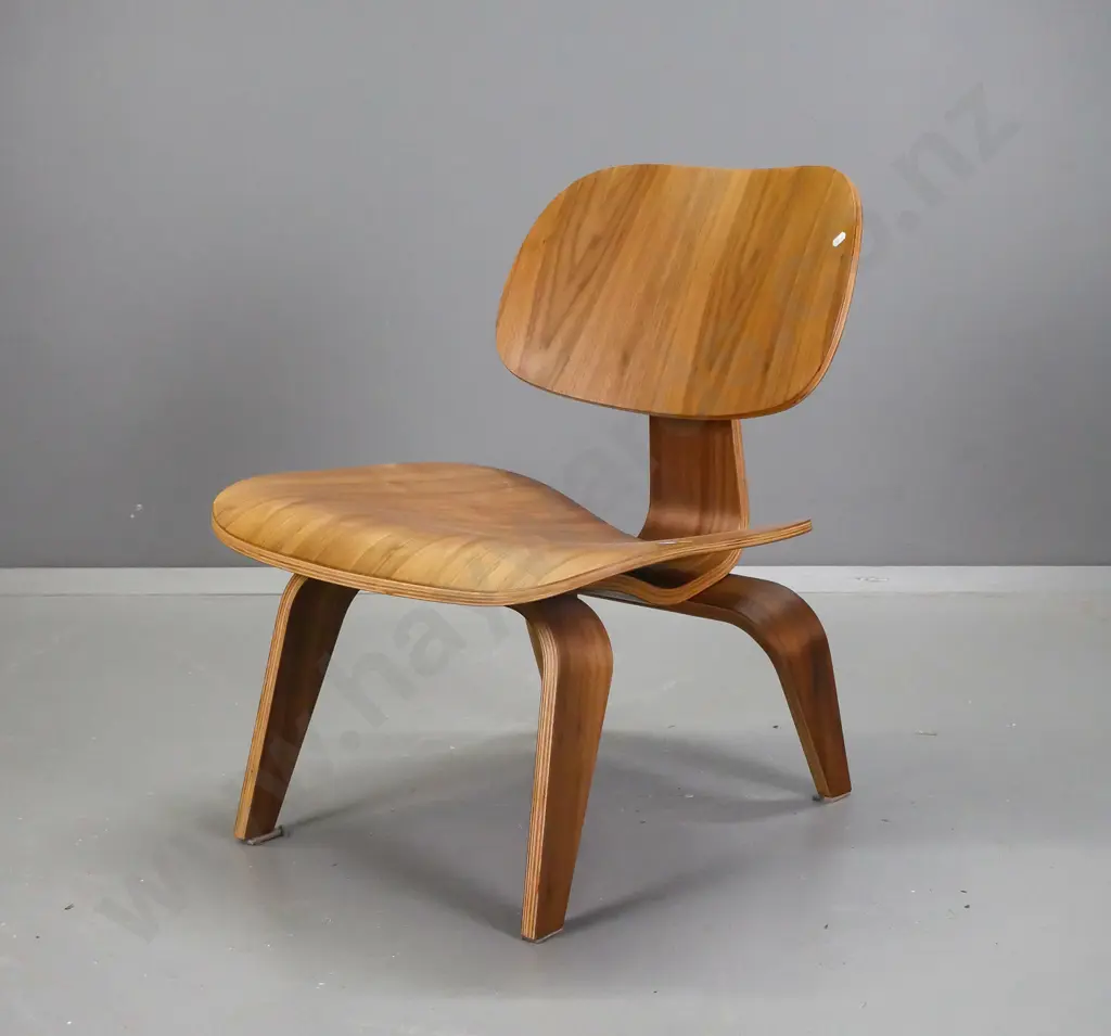 reproduction Eames style teak veneered laminated timber chair H-700 W-620 D-580 Image 1++