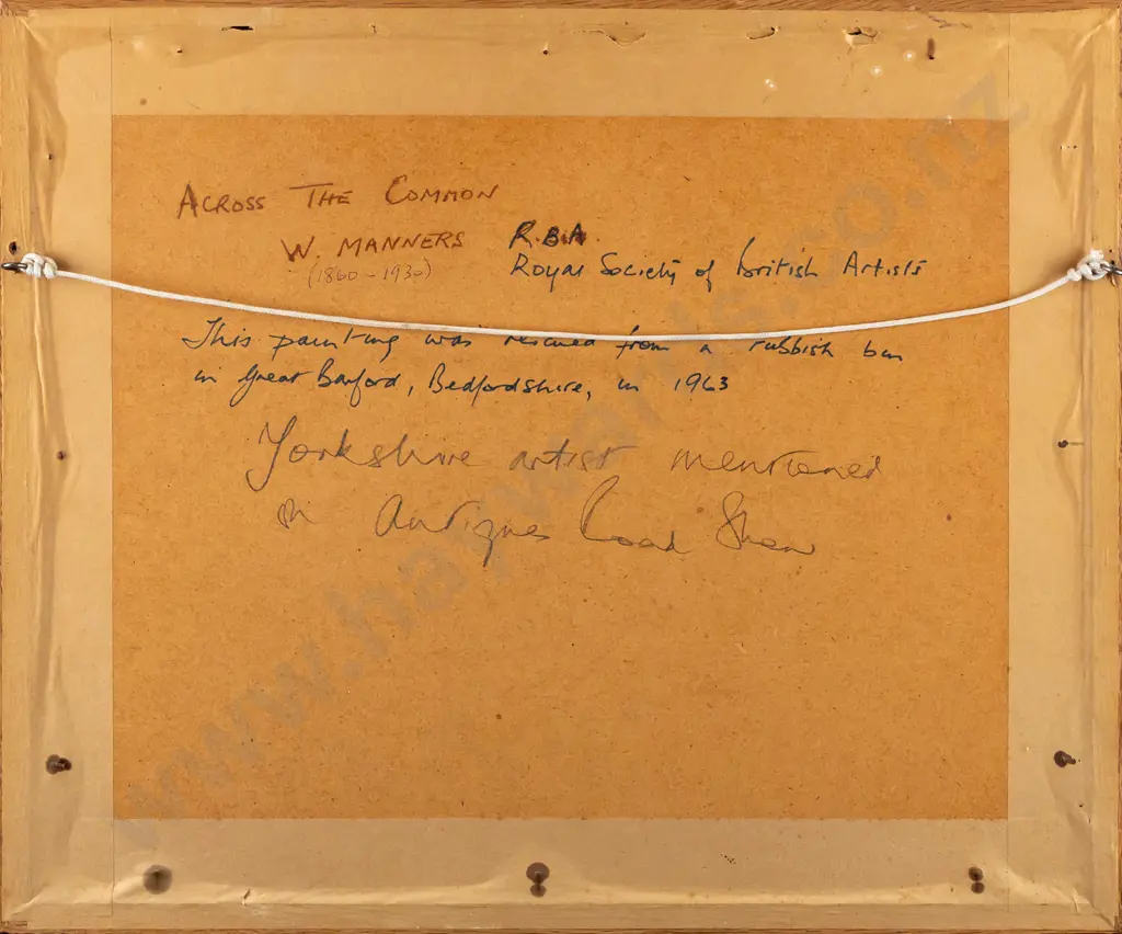 W Manners - framed watercolour "Across the common" H160 W240 Image 1++