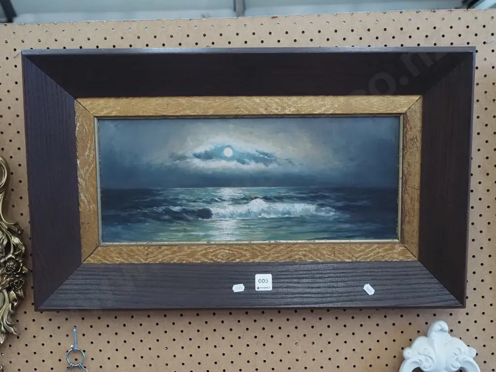oak framed oil on board - coastal scene Image 1++