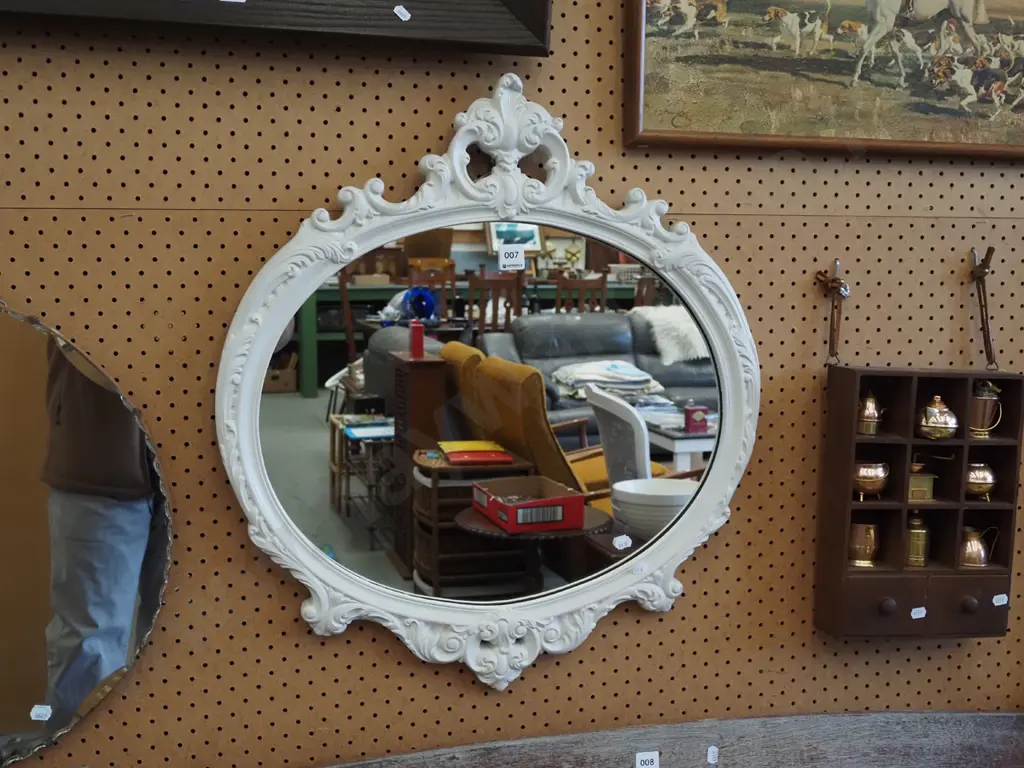 ornate white framed wall mirror Image 1++