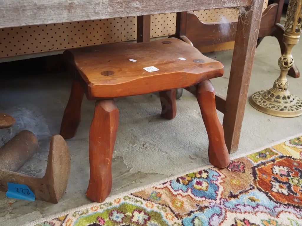 oak 4-legged low stool or foot rest Image 1++