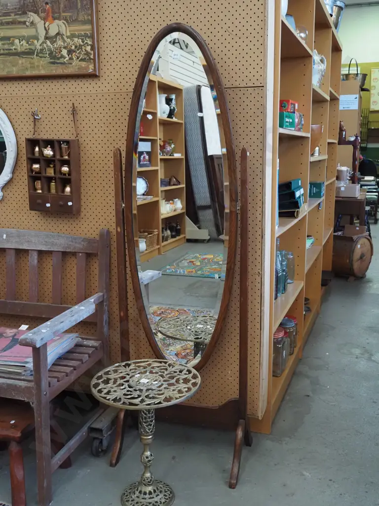 bevelled edge oak cheval dressing mirror Image 1++