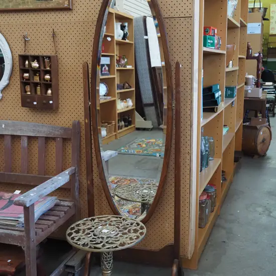 bevelled edge oak cheval dressing mirror