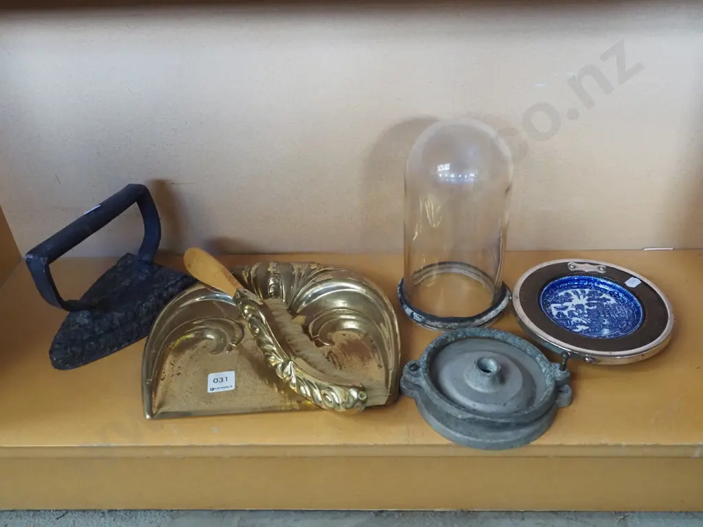 shelf; sad iron, crumb brush tray, outdoor light etc Image 1++