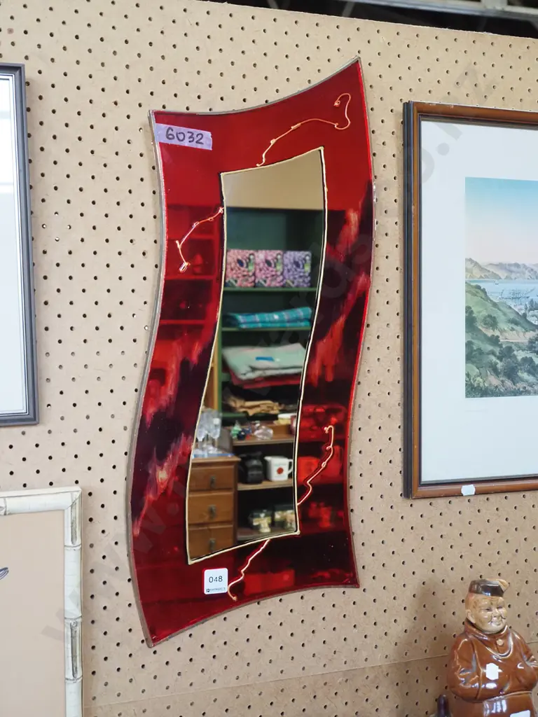 1990s coloured glass wall mirror Image 1++