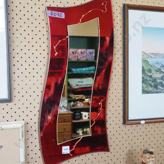 1990s coloured glass wall mirror