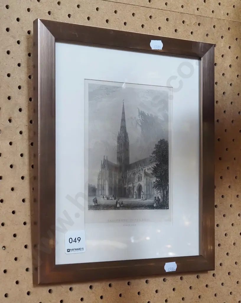 small framed etching - Salisbury Cathedral Image 1++