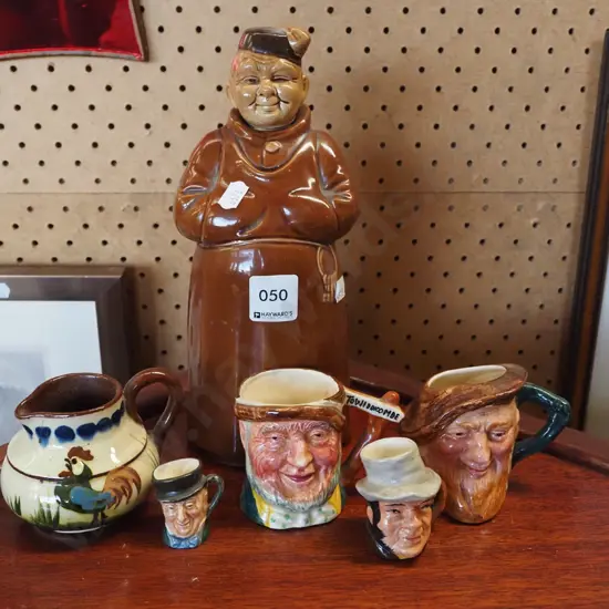 monk decanter, toby jugs etc
