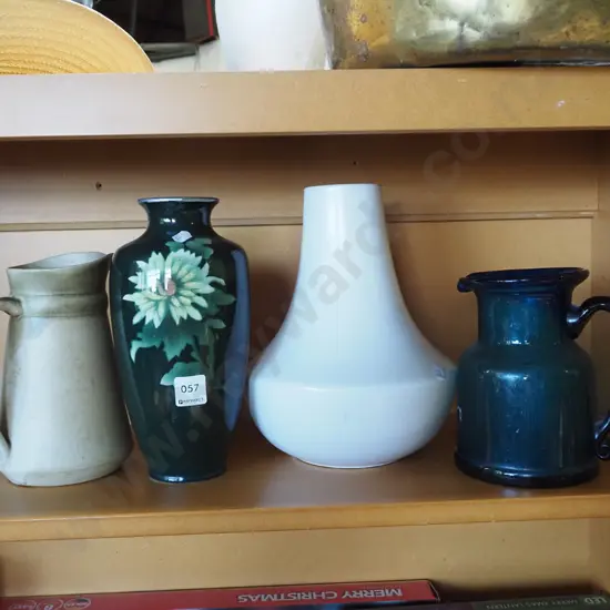 shelf; 2x jugs, 2x vases