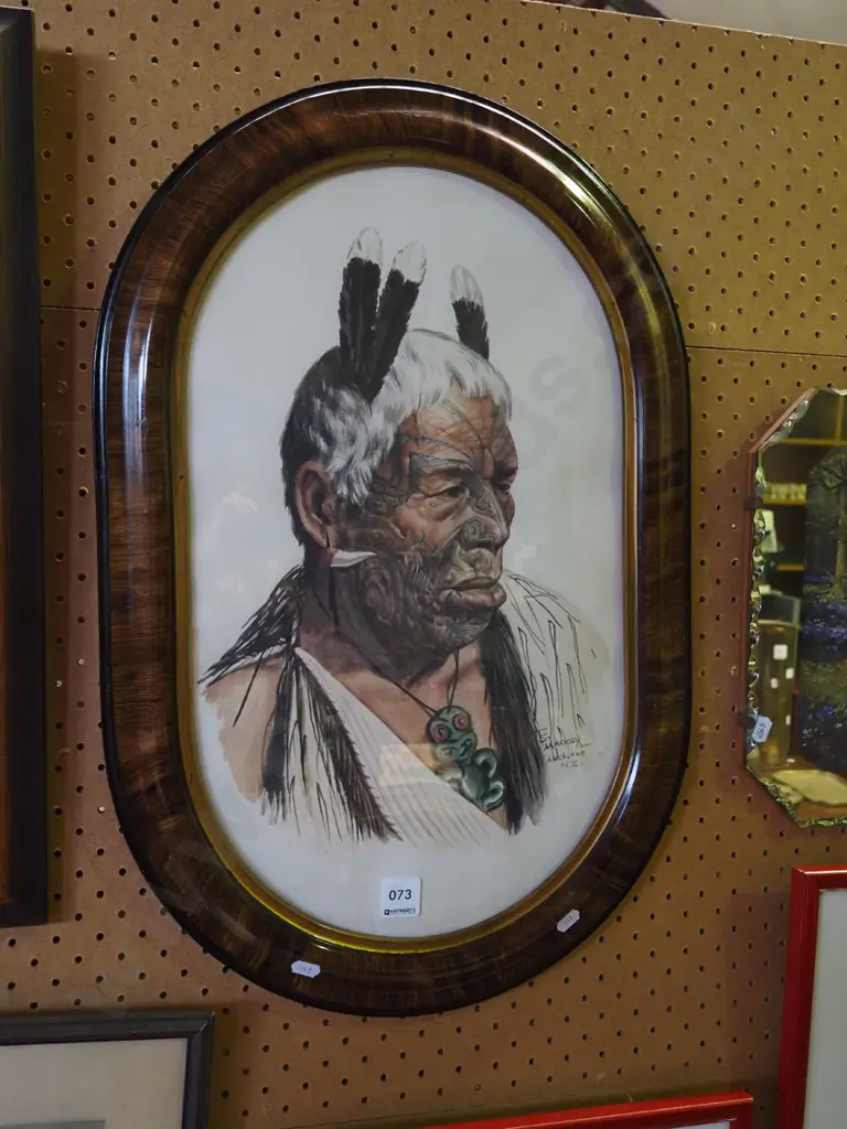 covex glass oval framed print - chief Image 1++