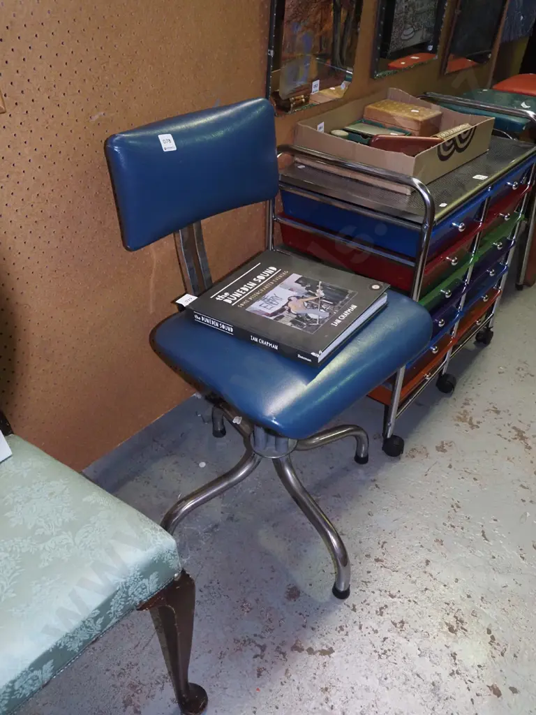 mid century blue vinyl office chair Image 1++