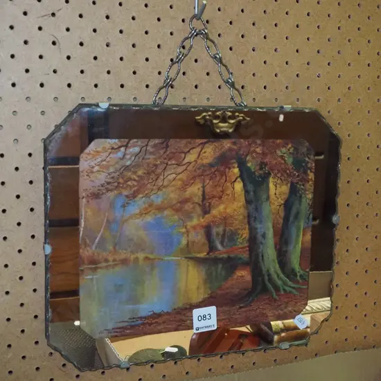 mirror framed print - autumn trees by pond