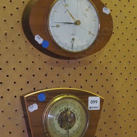 2x wall barometers - blue dots