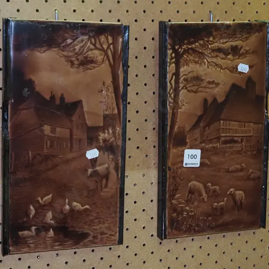 2x ceramic picture tiles- farm years