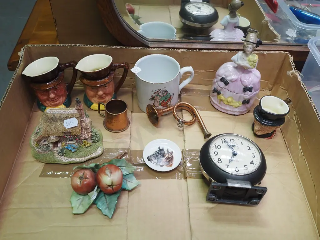 box; toby jugs, Lilliput Lane cottage, mantle clock etc Image 1++