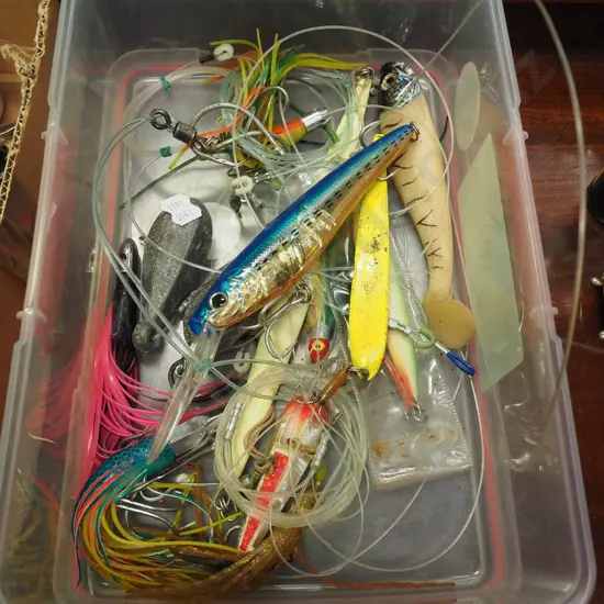 plastic storage containers, lures