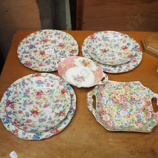 Royal Winton floral plates, 2x floral dishes