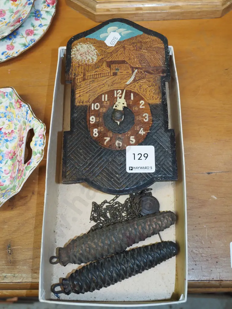 small pokerwork wooden wall clock Image 1++