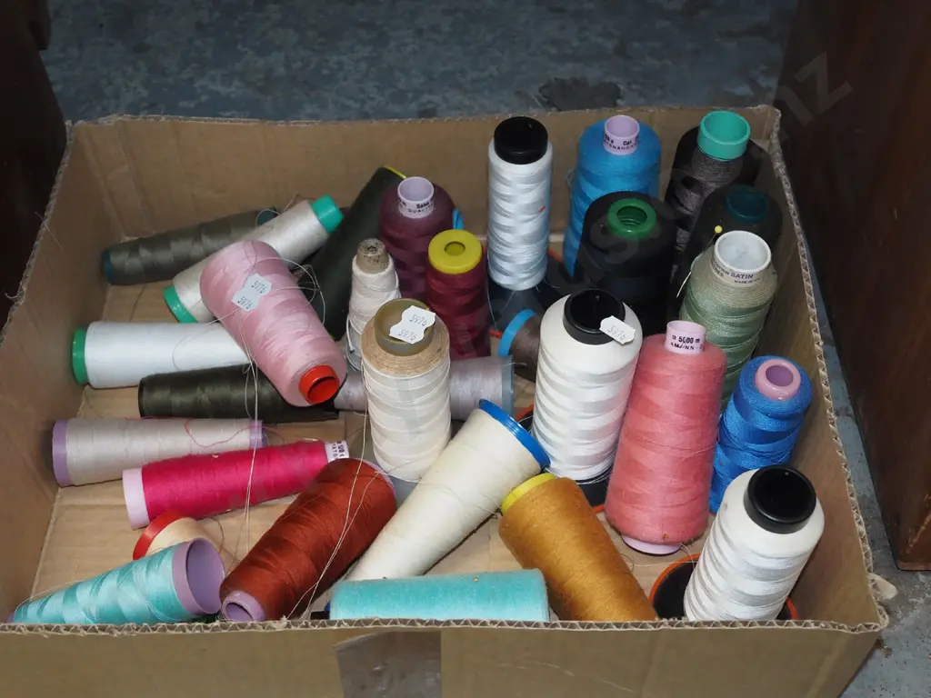 box of spools of sewing thread Image 1++