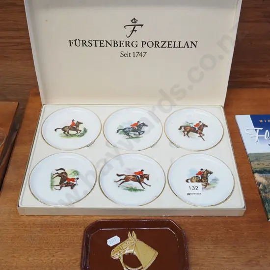set of 6 horse themed pin dishes, ashtray