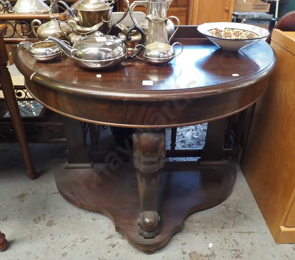 mahogany half round reproduction hall table H720 W920 D470 Image 1++