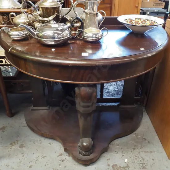 mahogany half round reproduction hall table H720 W920 D470