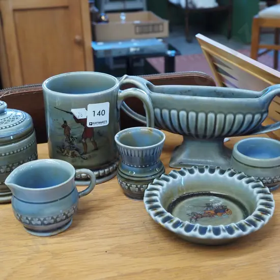 Irish porcelain beer mug, vases, ashtray etc