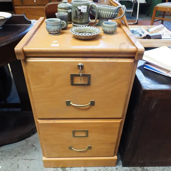oak veneer 2 drawer filing cabinet - keyin offcie