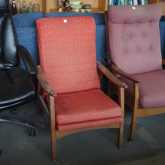 restorer's mahogany mid century armchair - upholstery needs attention