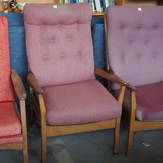 deep buttoned mid century armchair - upholstery needs attention