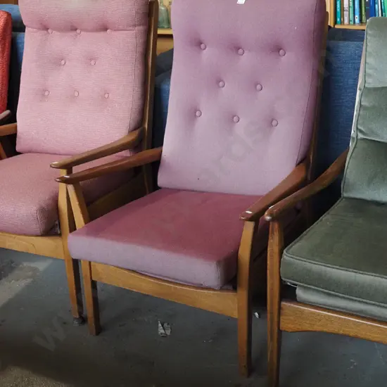 deep buttoned mid century armchair - upholstery needs attention