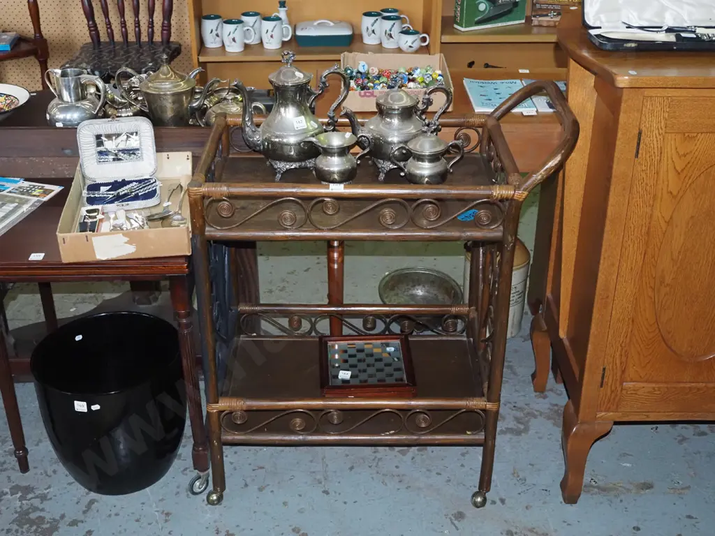 bamboo and ply 2 tier tea trolley Image 1++