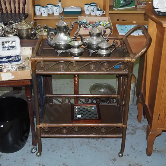 bamboo and ply 2 tier tea trolley