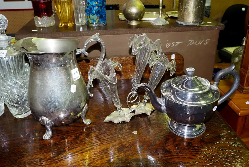 plated water jug, tea pot, epergne H210 Image 1++