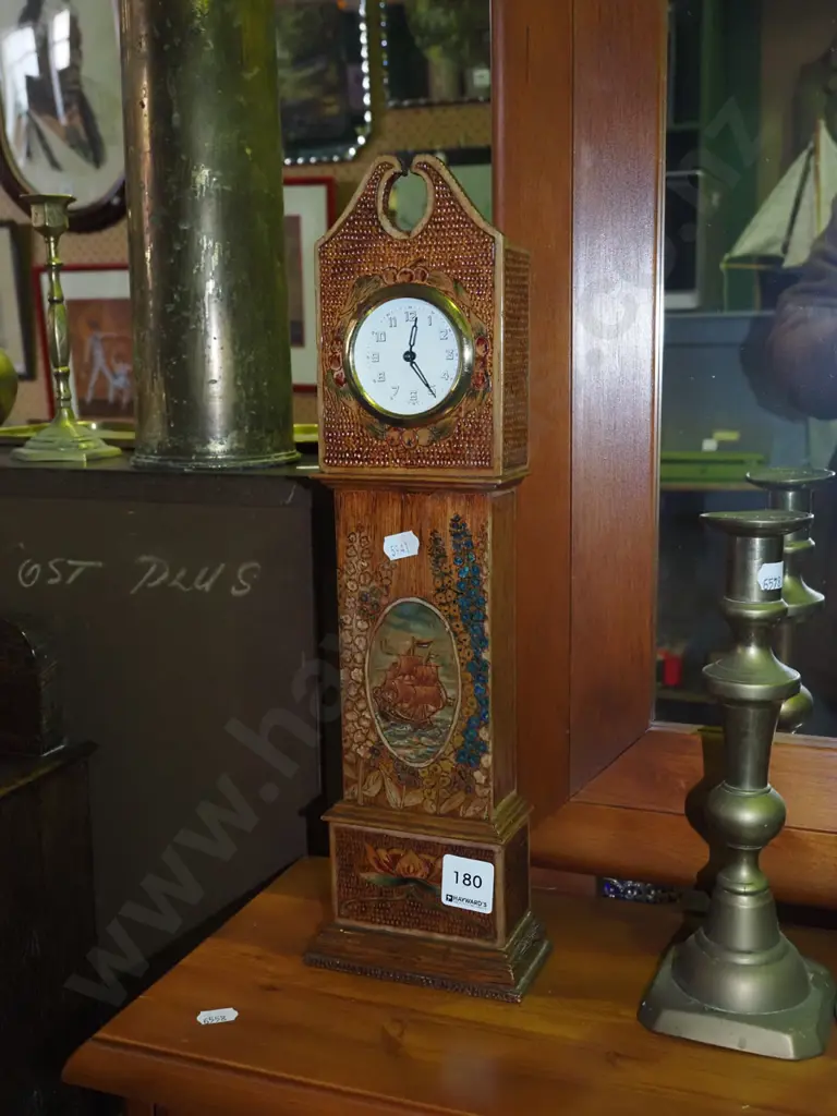 pokerwork long cased mantle clock H380 Image 1++