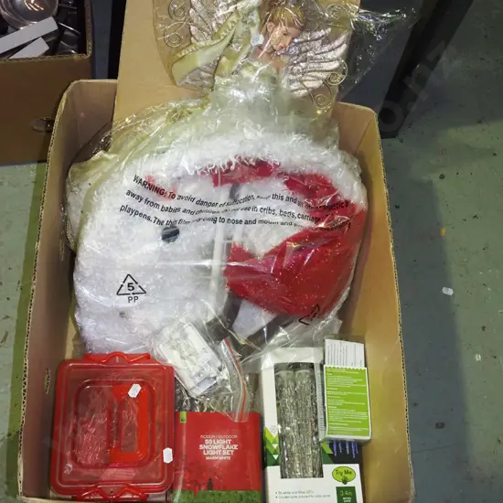 box; Xmas lights, other decorations