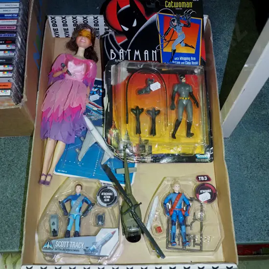 box; dolls, action figurines 