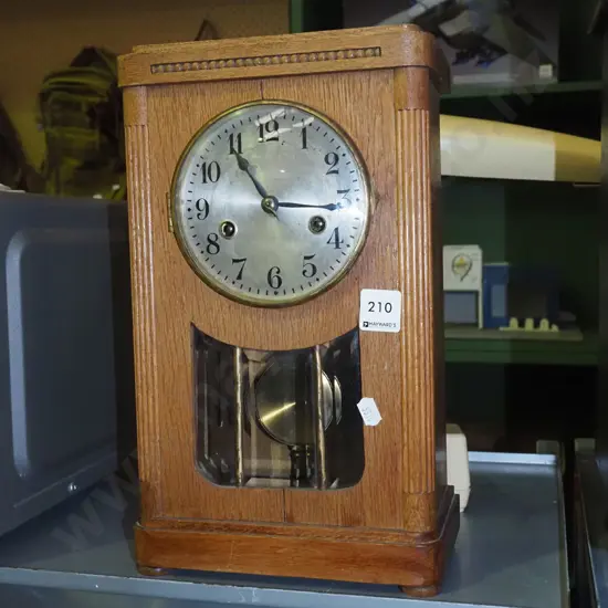 oak cased mantle clock H345