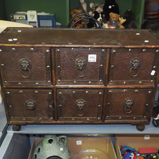 vinyl and wood 6 drawer chest H360 W550 D200